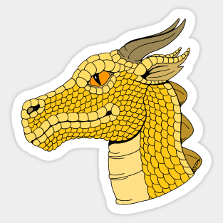 Gold Dragon Head in Profile Sticker